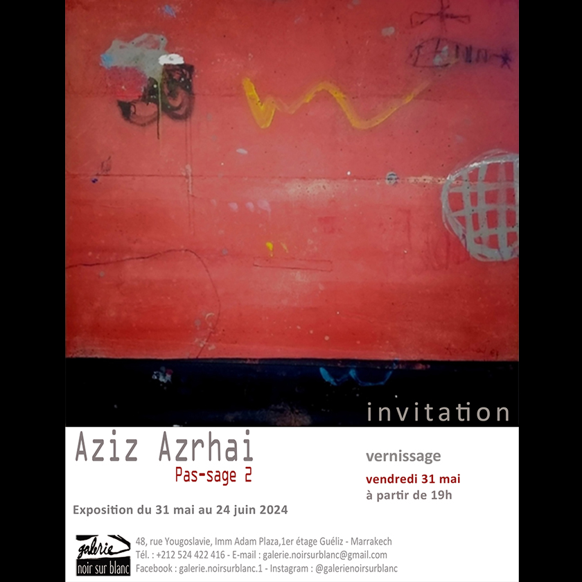 Exposition de l’artiste plasticien Aziz Azrhai  à la galerie noir sur blanc intitulée « Pas-sage 2 »