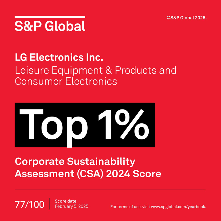 LG obtient un rang "Top 1%" en durabilité de S&P Global pour la deuxième année consécutive